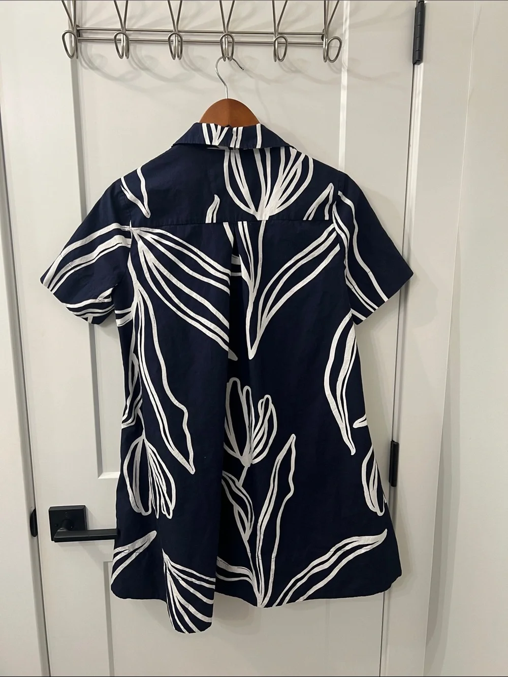 Anthropologie Navy and White Floral Cotton Dress - Picture 5 of 7